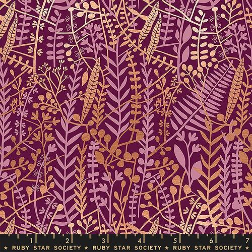 Fabric Remnant -Ruby Star Airflow Floral Tapis Metallic 88cm