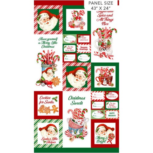 Peppermint Candy Christmas Block Panel White DP24620-10