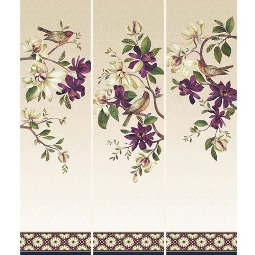 Avalon Bird Floral Triptic Panel Beige Multi DP24845-12 
