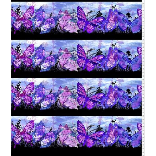 Elysian Butterfly Border Stripe Purple 1JYN-3