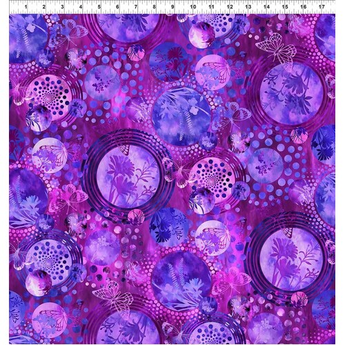 Elysian Tonal Floral Butterfly Collage Purple 3JYN-3