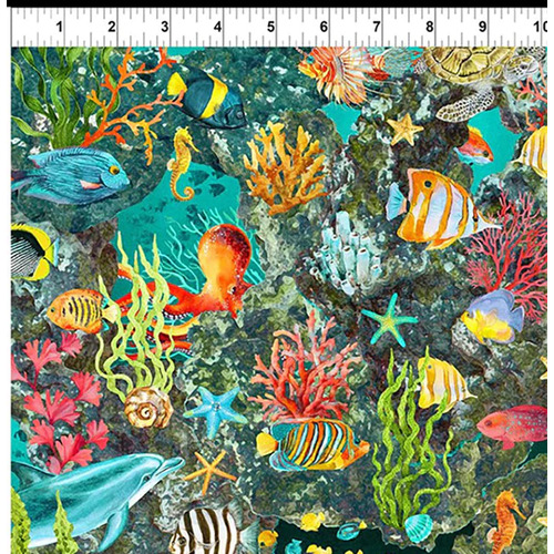 Calypso II Reef Ocean Sea Fish Teal 22CAL-2 