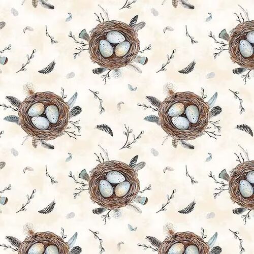 Feathered Nest Chicadee Birds Feathers Toss Cream 24396-11
