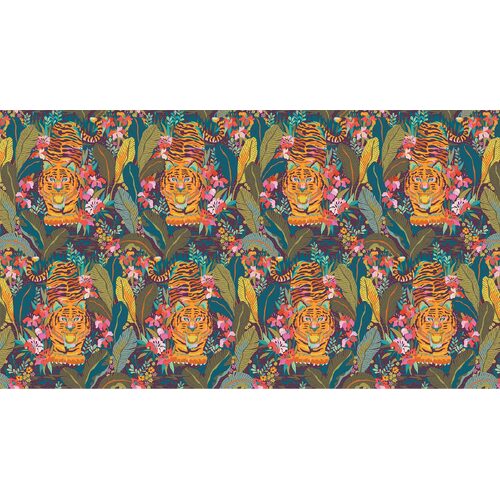 Kindred Sketches Tigers Floral Pounce Plum 90524-81 