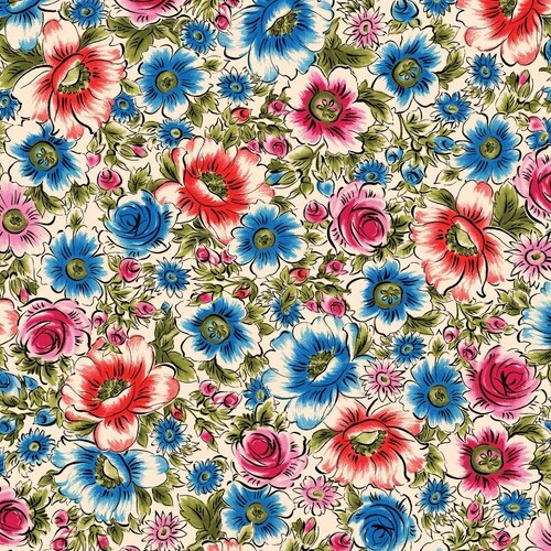 Curio Cabinet Packed Floral Cream MAS10133-E 