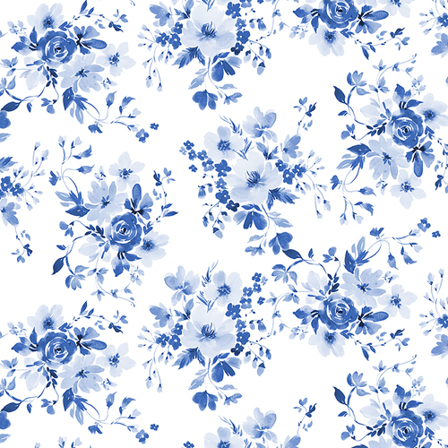 Beautiful Bouquets Floral Blue White Y3223-1 