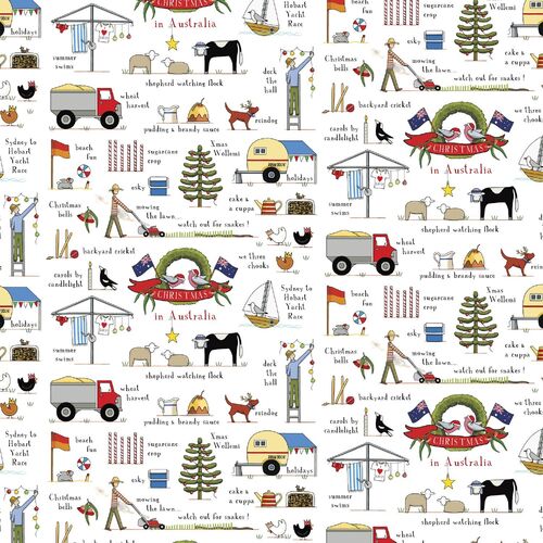 Fabric Remnant -	 Christmas in Australia Notions Allover 32cm