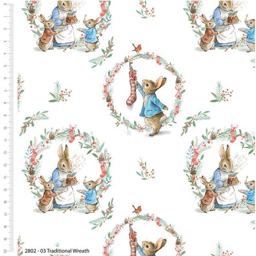 Fabric Remnant- Peter Rabbit Christmas Wreath 92cm