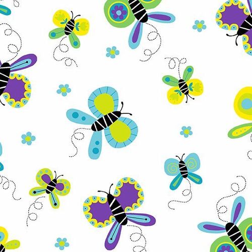 Fabric Remnant- Buzzin Around Butterfly Floral 98cm