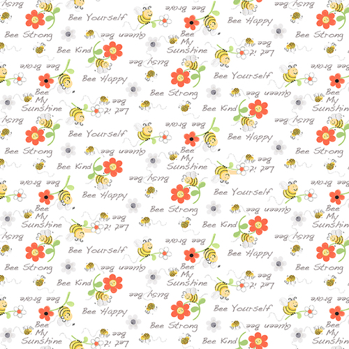 Susybee Sweet Bees "Bee Kind" Words White 20362-100