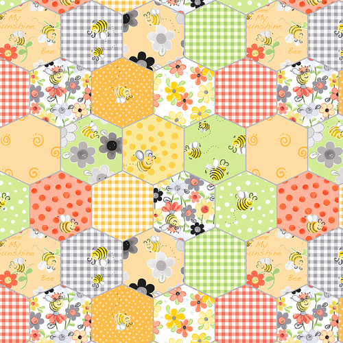 Susybee Sweet Bees Honeycomb Patchwork Multi 20364-310