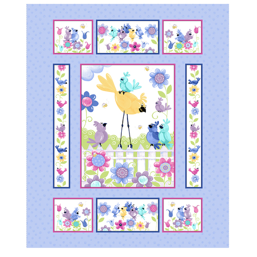 Susybee Bird's Buddies Floral 36" Quilt Panel Lilac 20380-620 