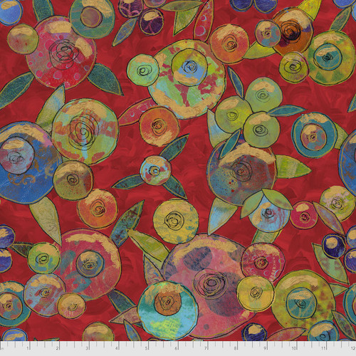 FreeSpirit Flourish Bloom Mod Floral Flowers Red SP034