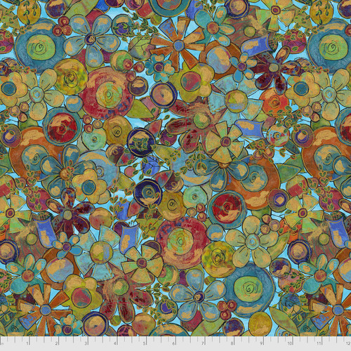 FreeSpirit Flourish Bloom Mod Floral Flowers Teal SP033