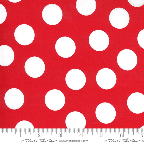 Fabric Remnant-Merry Bright Christmas Spots Red 89cm
