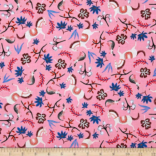 Fabric Remnant-Les Fleurs Carousel Horses 74cm