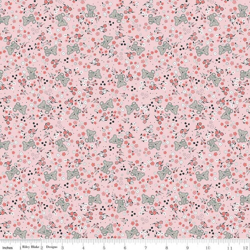 Fabric Remnant- Sleep Tight Teddy Bear Garden Sparkle 88cm