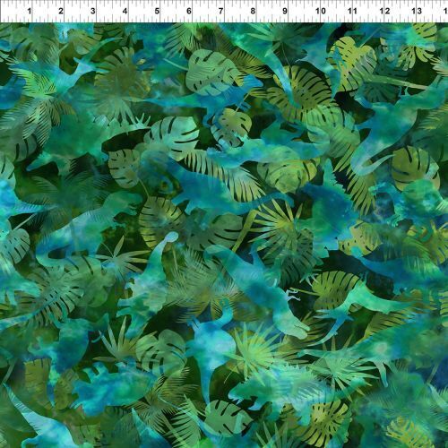 Fabric Remnant- Jurassic Dinosaur Silhouettes Jungle 80cm