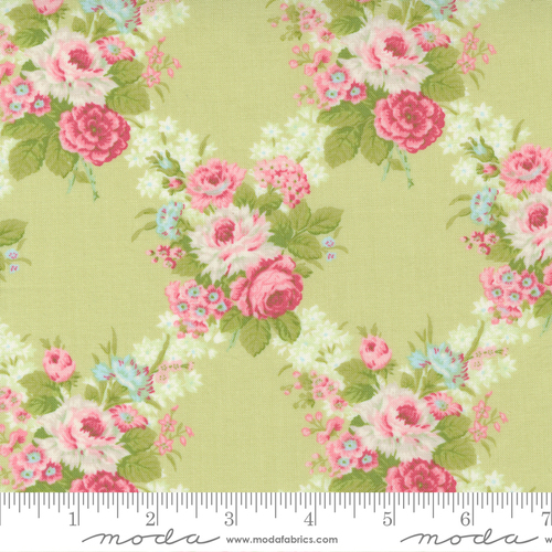 Fabric Remnant- Moda Cottage Linen Floral Main Sprout 88cm