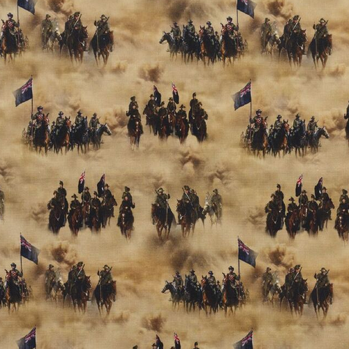 Fabric Remnant- WW1 Heroes Light Horsemen Soldiers 36cm