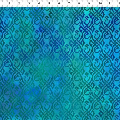 Fabric Remnant- Dragons Blue Fury Digital Flames 44cm
