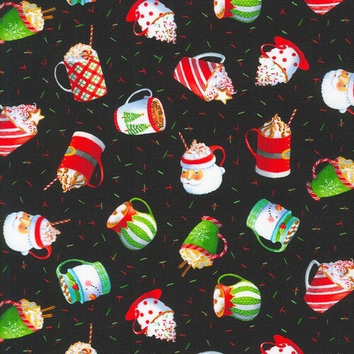 Fabric Remnant- Christmas Jamboree Drinks Cups Mugs 32cm