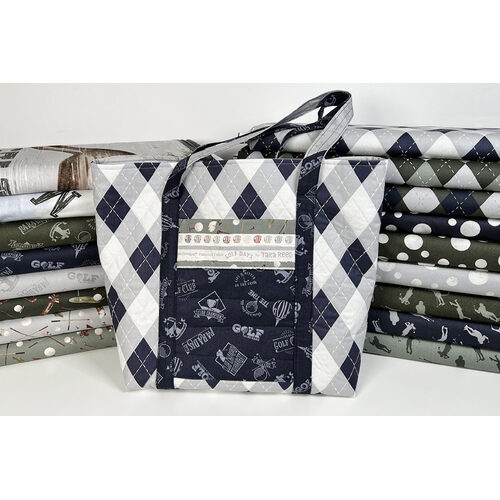 Riley Blake Golf Days Tote Bag with Pocket Fabric Kit