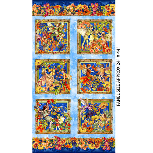 Flower Fairies of Autumn Vignettes Blue 24" Panel 11521