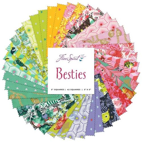 Tula Pink Besties 42pc 5" Charm Fabric Squares