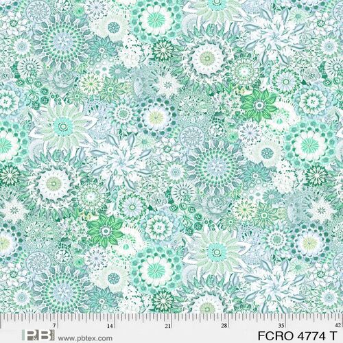 Floral Crochet 108" Wideback Fabric Teal 4774T