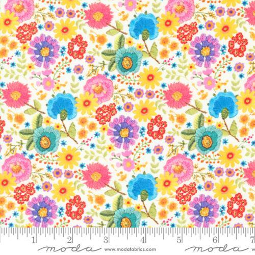 Moda Vintage Soul Scattered Floral Rainbow White 7436 11