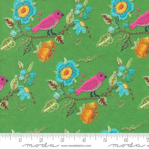 Moda Vintage Soul Bird Floral Grass Green 7433 16