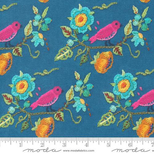 Moda Vintage Soul Bird Floral Horizon Blue 7433 13