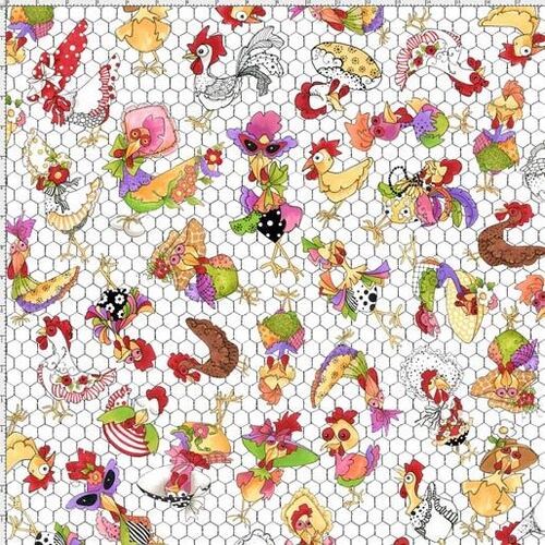 Fabric Remnant - Chicken Chique Toss Wire 93cm