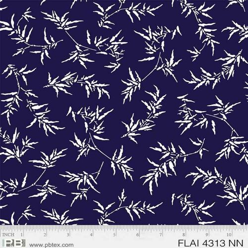 Fabric Remnant- Flair Leaf Vine Navy 86cm
