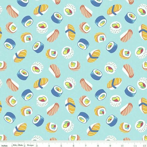 Fabric Remnant-Rainbowfruit How We Roll Sushi 53cm