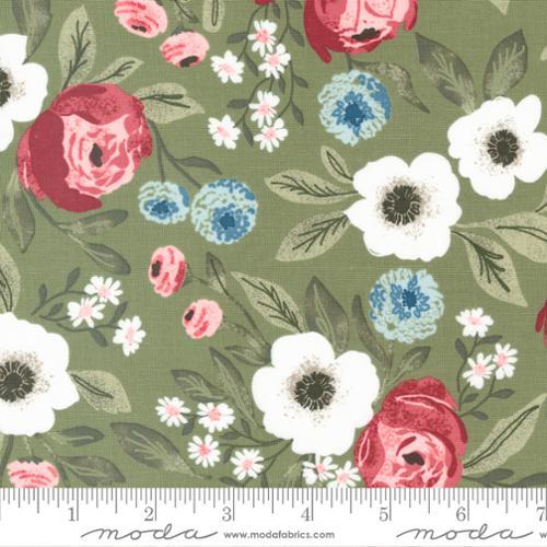 Moda Lovestruck Gardensweet Florals Roses Green 5190 17