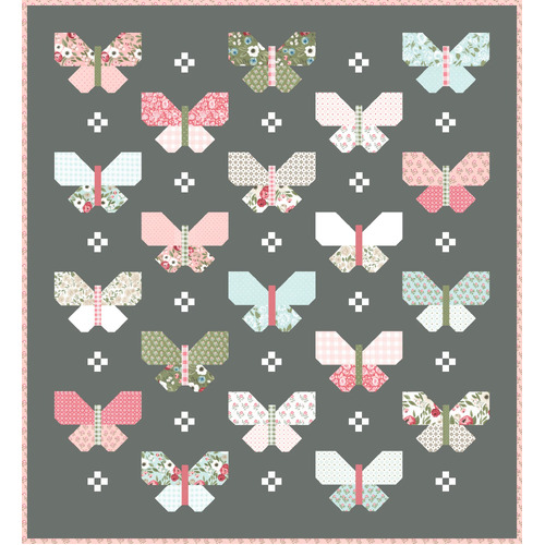 Lovestruck  Flutter Butterfly Quilt Fabric Kit - SLATE Colourway