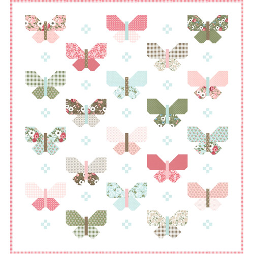 Lovestruck  Flutter Butterfly Quilt Fabric Kit - WHITE Colourway