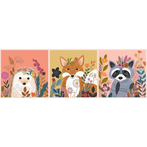 Fabric Remnant - Dashwood Wild Animals Blocks  36cm