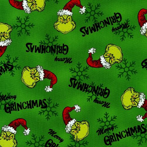 Fabric Remnant -	Grinch Stole Christmas Merry Grinchmas 79cm