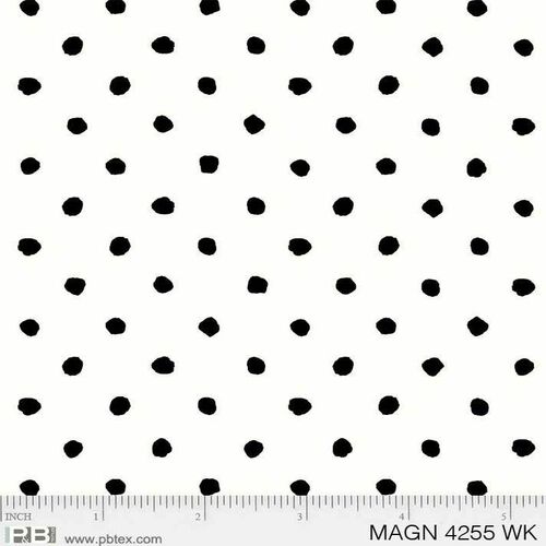 Fabric Remnant -Magnolia Spot Black White 68cm