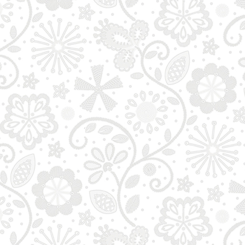 Fabric Remnant - Sewing Room 2 Embroidery Floral Tonal 55cm