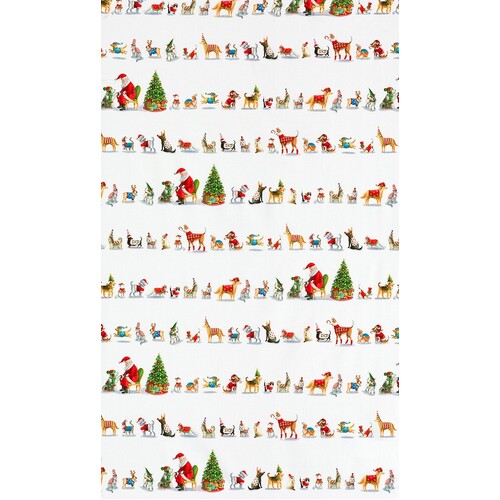 Fabric Remnant - Christmas Jamboree Santa Dogs Cats 86cm