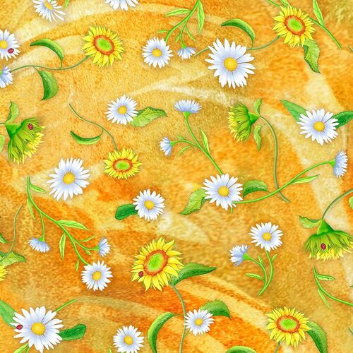 Fabric Remnant - Flower Jewels Daisy Floral 46cm