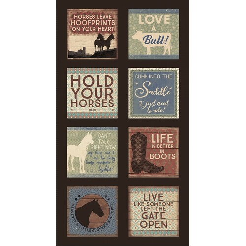 Super Sale Hold Your Horses 24" Blocks Panel 3105-15