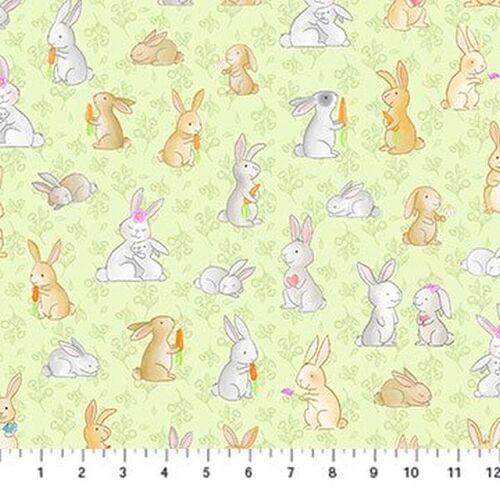 Super Sale Bunnies For Baby Rabbits In The Meadow Green 10212-70 
