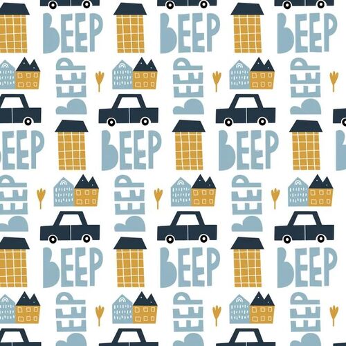 Devonstone Rush Hour Novelty Cars Beep Fabric DV5660