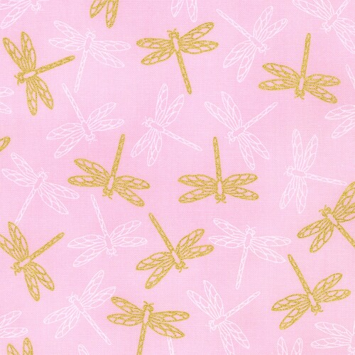 Robert Kaufman Aurelia Metallic Dragonflies Pink 21462 144