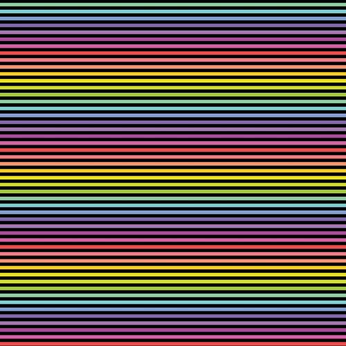 Devonstone Stripes Black Rainbow Fabric DV2800